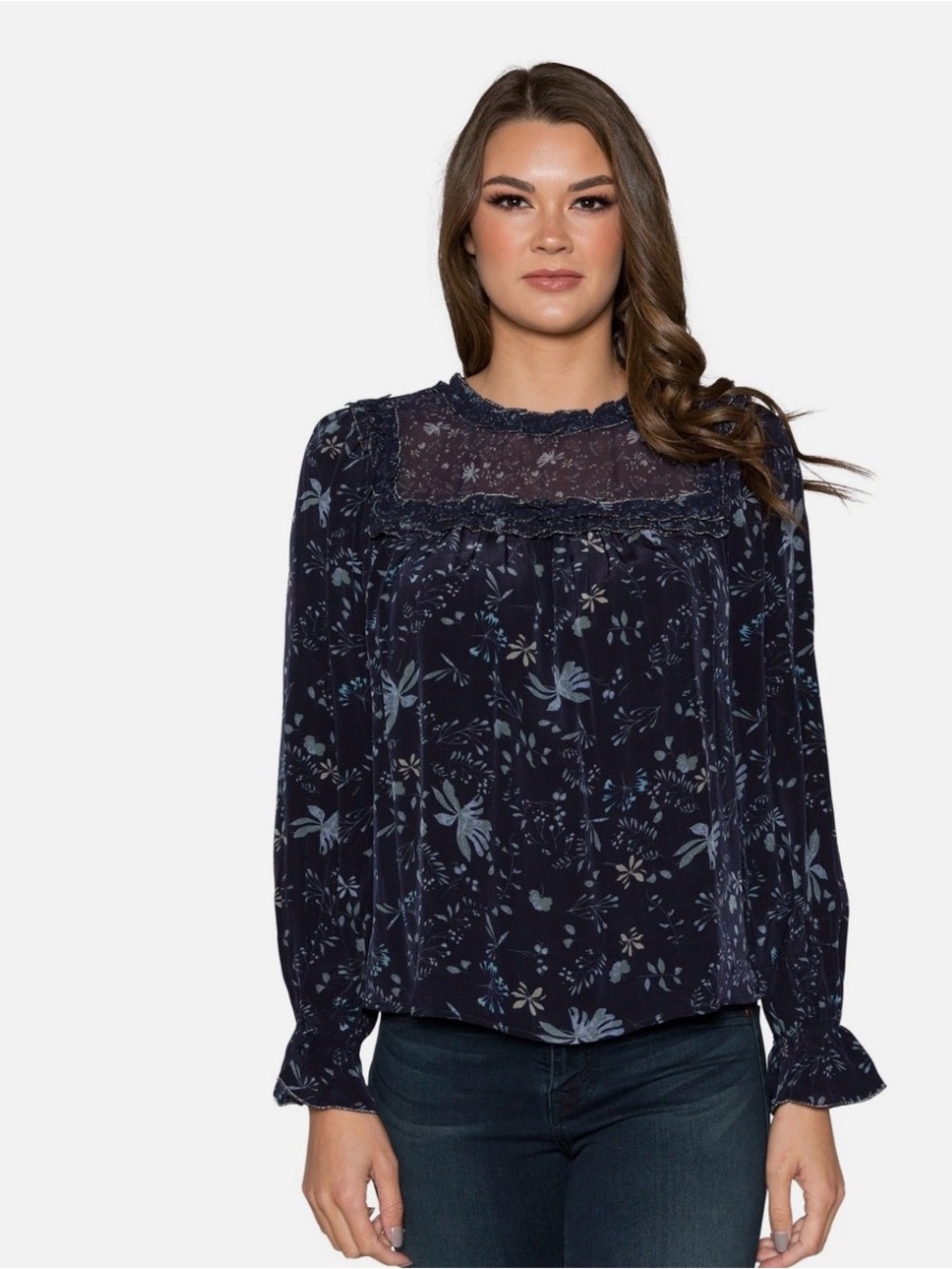Velvet Brand Floral Print Ruffle Top